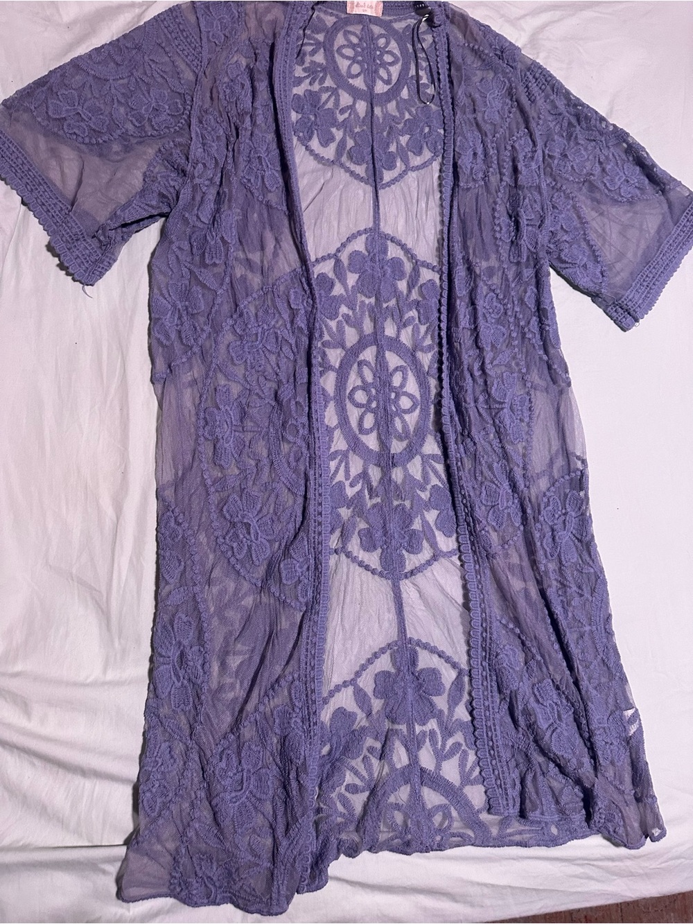 Altar'd State periwinkle Floral Lace Sheer boho cardigan